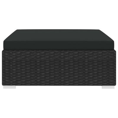 vidaXL Sectional Footrest 1 pc with Cushion Poly Rattan Black, black vidaXL Sectional Footrest 1 pc with Cushion Poly Rattan Black