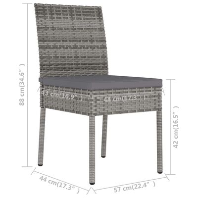 vidaXL 3 Piece Garden Dining Set Poly Rattan Grey, grey vidaXL 3 Piece Garden Dining Set Poly Rattan Grey