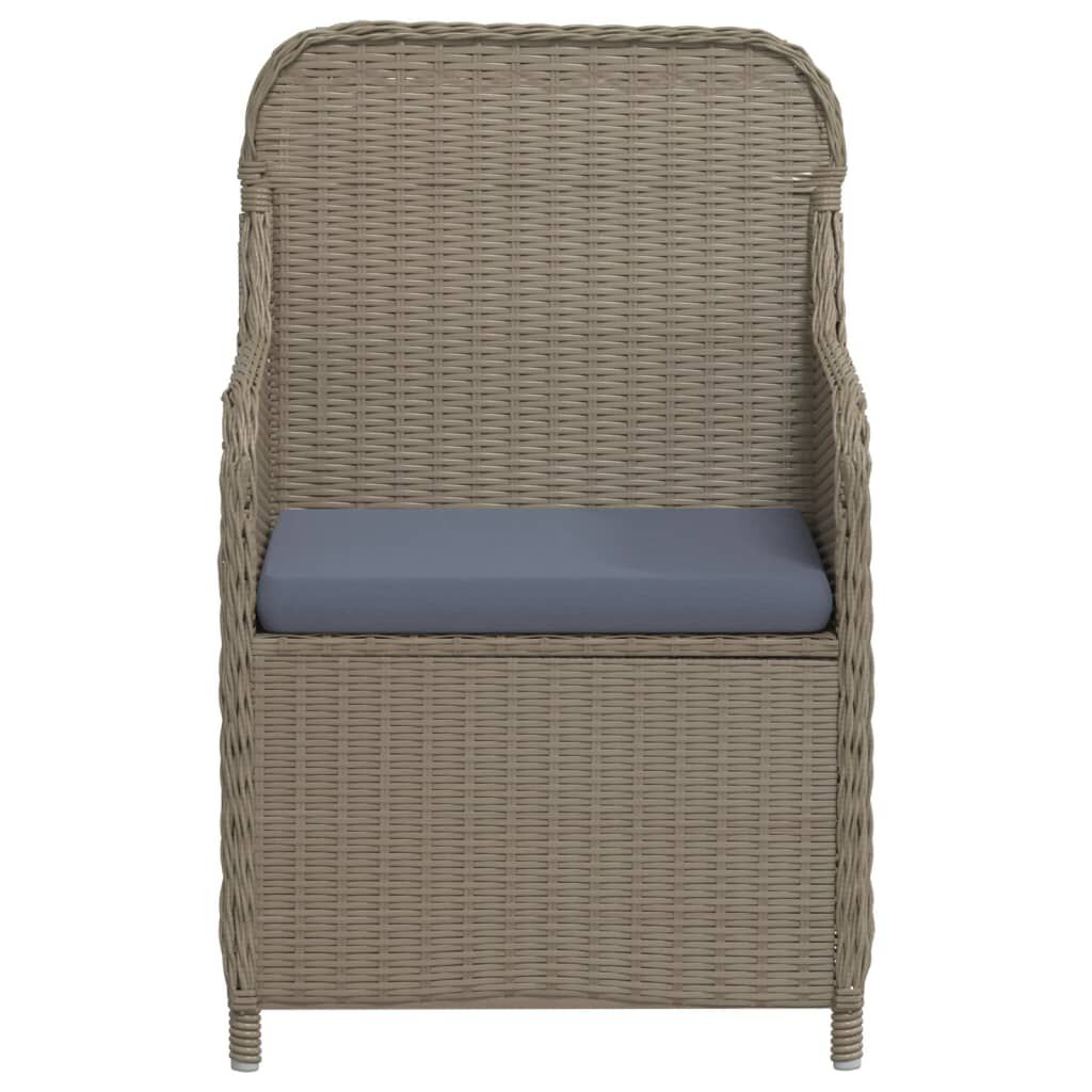 vidaXL 3 Piece Garden Dining Set with Cushions Brown