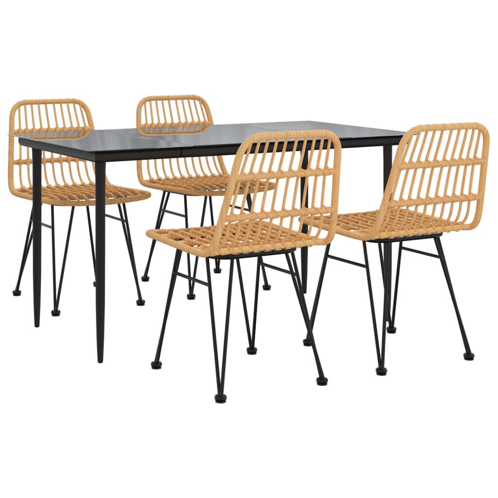 vidaXL 5 Piece Garden Dining Set Poly Rattan