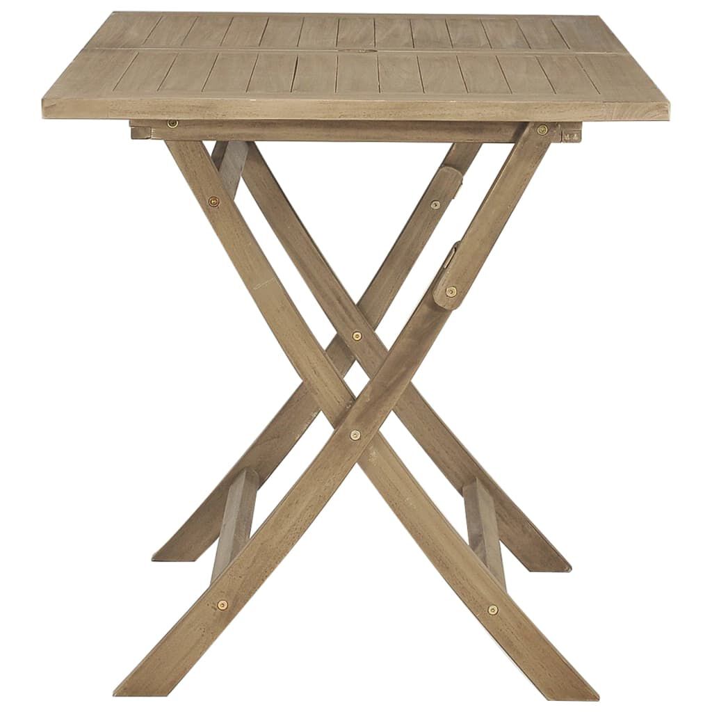 vidaXL Folding Garden Table Grey 120x70x75 cm Solid Wood Teak