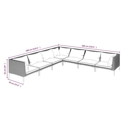 vidaXL 7 Piece Garden Lounge Set with Cushions Poly Rattan Dark Grey,  vidaXL 7 Piece Garden Lounge Set with Cushions Poly Rattan Dark Grey