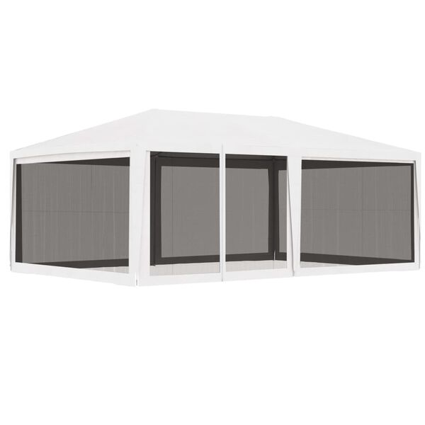 vidaXL Party Tent with 4 Mesh Sidewalls 4x6 m White