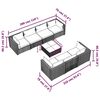 vidaXL 8 Piece Garden Lounge Set with Cushions Poly Rattan Black