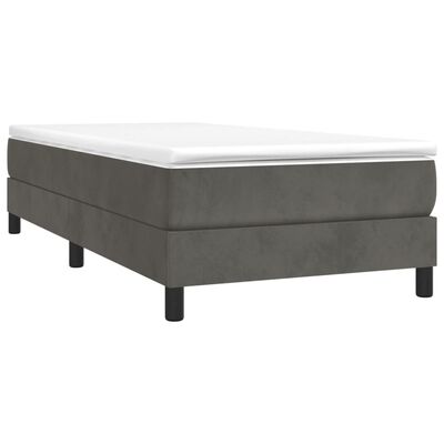 vidaXL Box Spring Bed Frame Dark Grey 90x200 cm Velvet, dark grey vidaXL Box Spring Bed Frame Dark Grey 90x200 cm Velvet