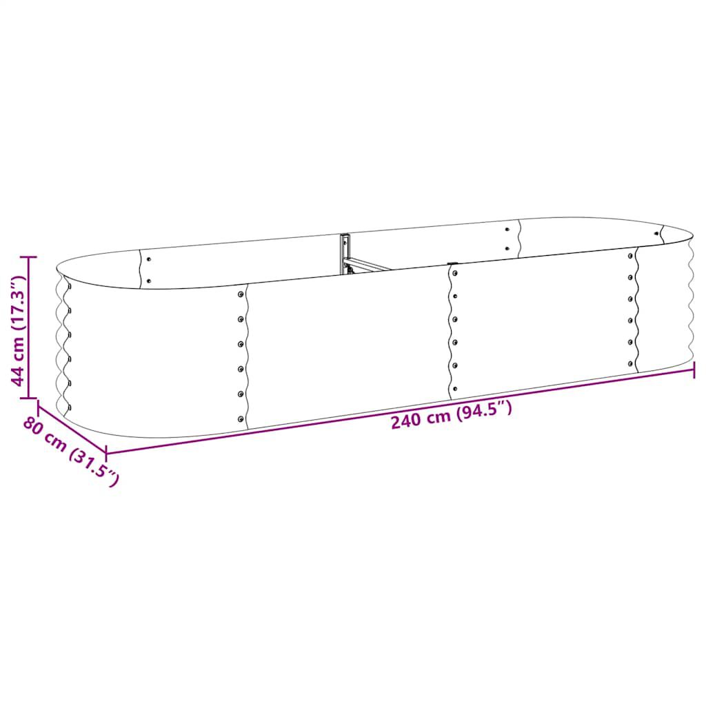 vidaXL Garden Raised Bed 240x80x44 cm Galvanised Steel Grey