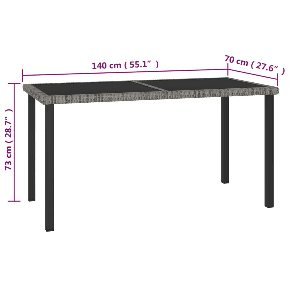vidaXL 7 Piece Garden Dining Set Poly Rattan Grey