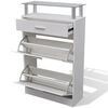vidaXL Shoe Cabinet with a Drawer and a Top Glass Shelf Wood White