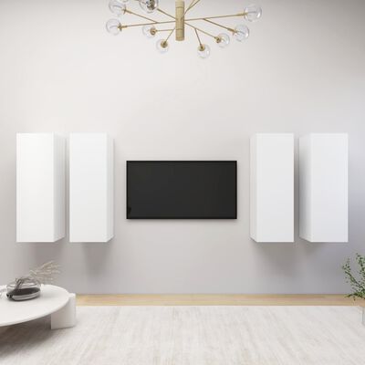 vidaXL TV Cabinets 4 pcs White 30.5x30x90 cm Engineered Wood