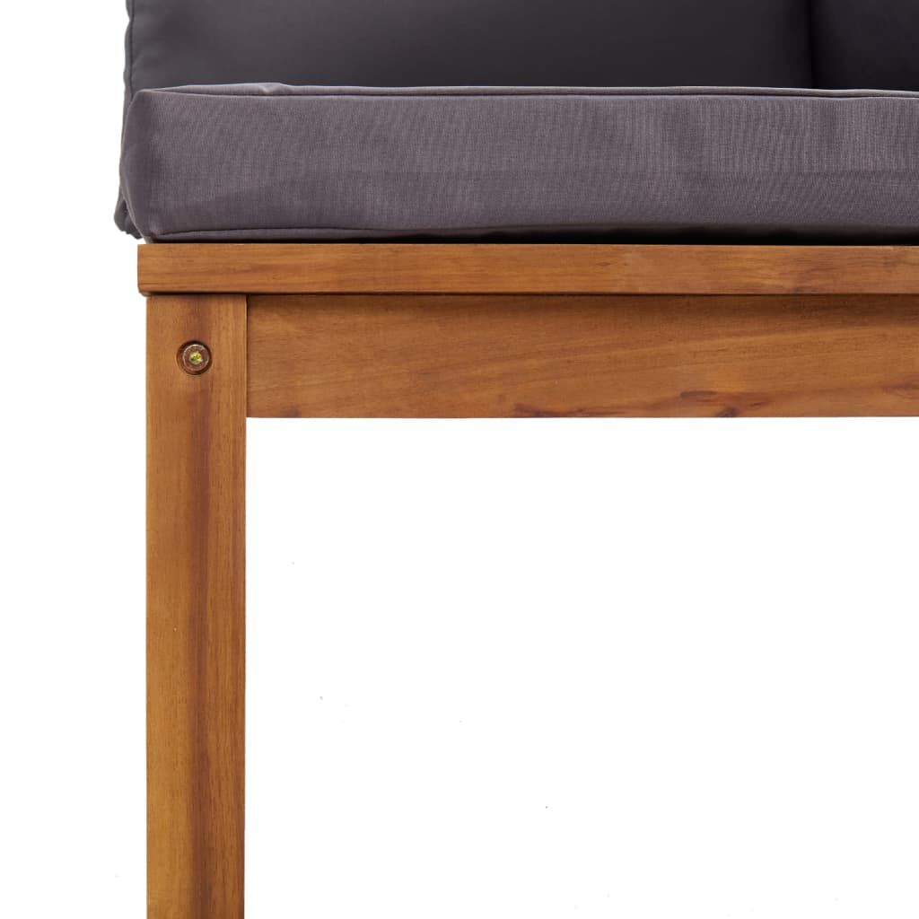 vidaXL Sectional Corner Sofa with Dark Grey Cushions Solid Acacia Wood