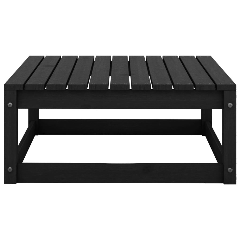 vidaXL Garden Footstool with Cushion Black Solid Pinewood
