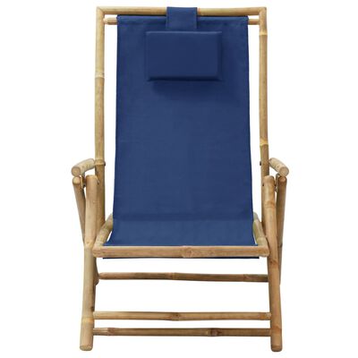 vidaXL Reclining Relaxing Chair Navy Blue Bamboo and Fabric, navy blue vidaXL Reclining Relaxing Chair Navy Blue Bamboo and Fabric