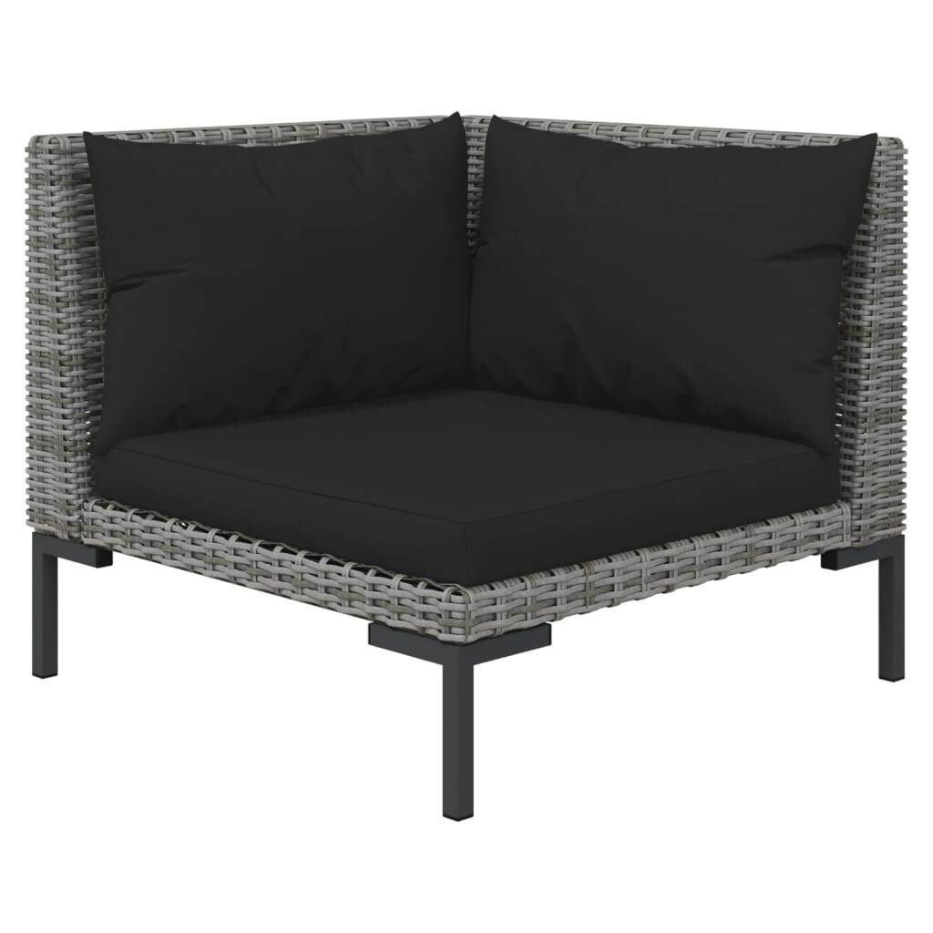 vidaXL 5 Piece Garden Lounge Set with Cushions Poly Rattan Dark Grey