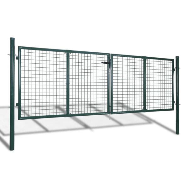 vidaXL Fence Gate Steel 300x100 cm Green
