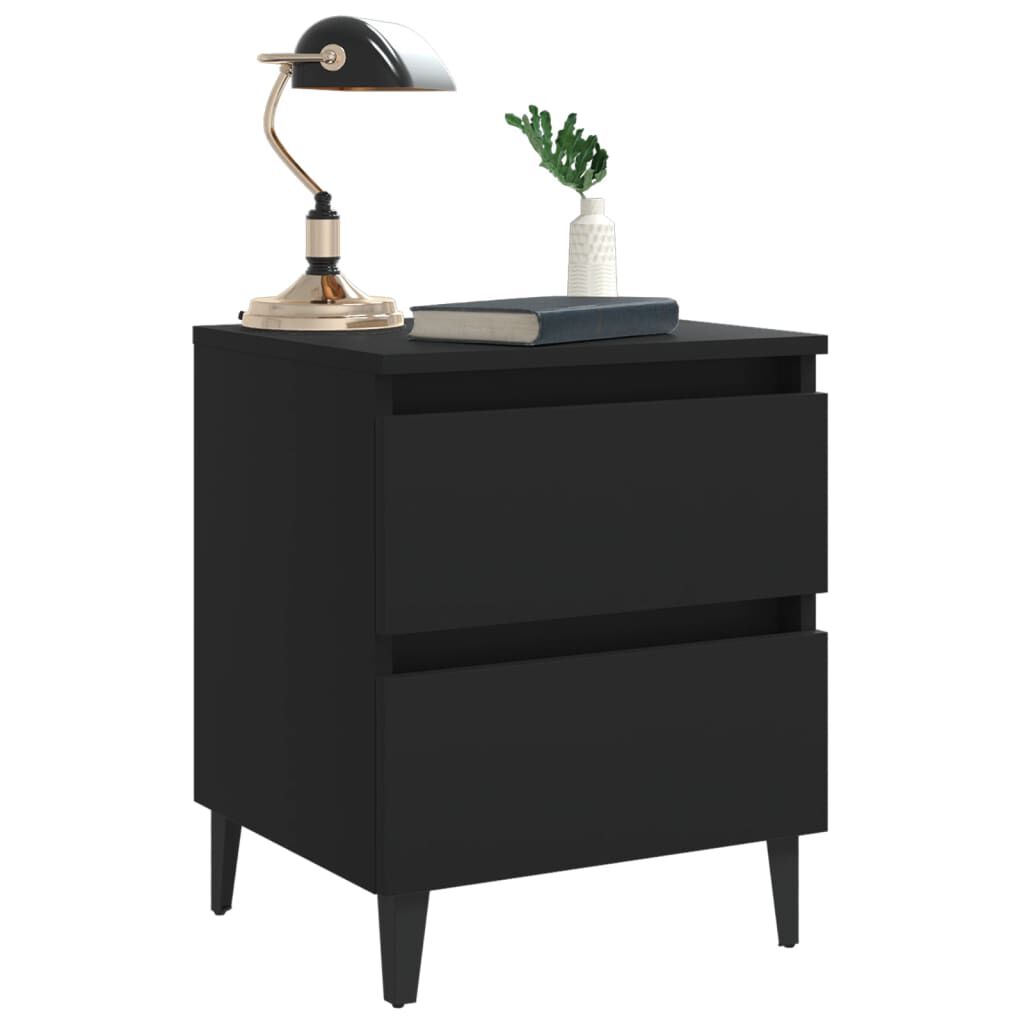 vidaXL Bed Cabinets 2 pcs Black 40x35x50 cm Engineered Wood