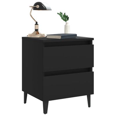 vidaXL Bed Cabinets 2 pcs Black 40x35x50 cm Engineered Wood, black vidaXL Bed Cabinets 2 pcs Black 40x35x50 cm Engineered Wood