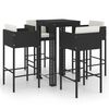 vidaXL 5 Piece Garden Bar Set with Cushions Poly Rattan Black