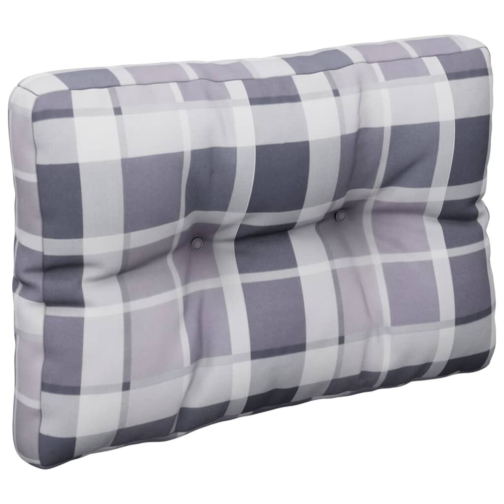 vidaXL Pallet Cushions 2 pcs Grey Check Pattern Fabric