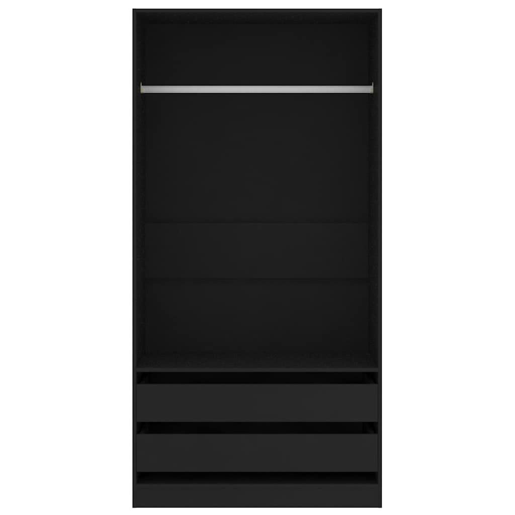 vidaXL Wardrobe Black 100x50x200 cm Engineered Wood