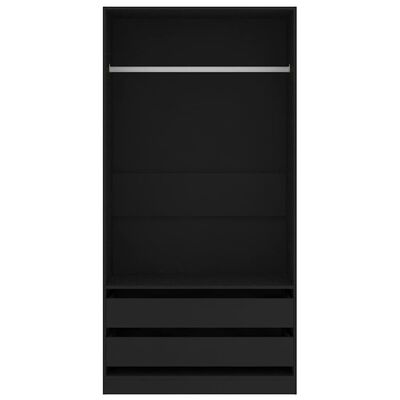 vidaXL Wardrobe Black 100x50x200 cm Engineered Wood, black vidaXL Wardrobe Black 100x50x200 cm Engineered Wood