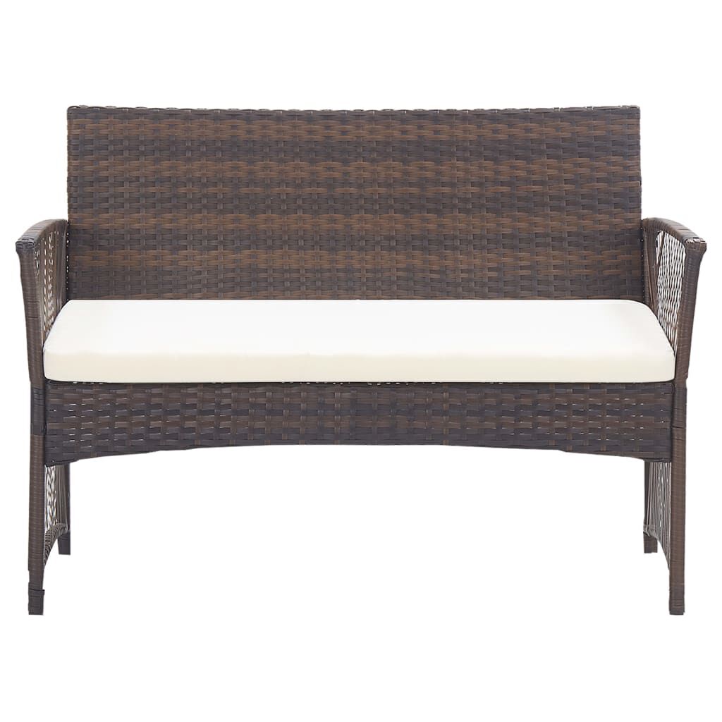 vidaXL 4 Piece Garden Lounge Set with Cushion Poly Rattan Brown