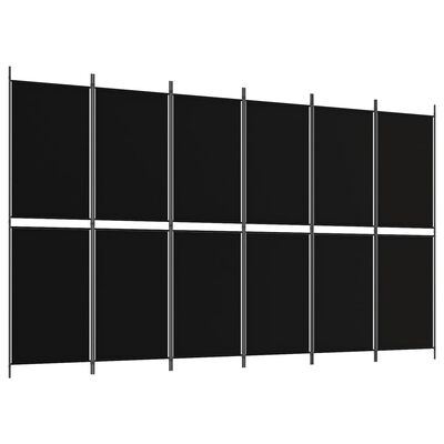 vidaXL 6-Panel Room Divider Black 300x180 cm Fabric, black vidaXL 6-Panel Room Divider Black 300x180 cm Fabric