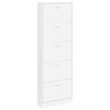 White Wooden Shoe Cabinet with 5 Compartments