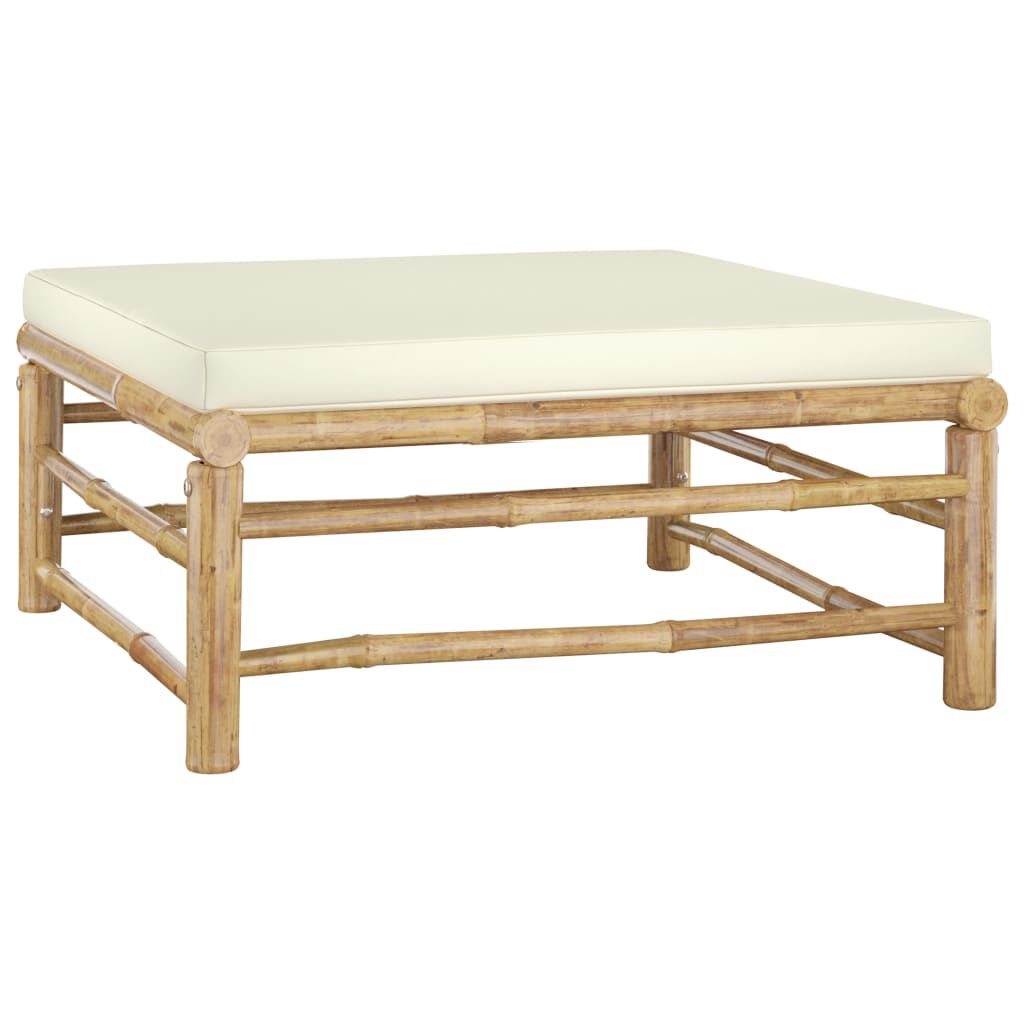 vidaXL 8 Piece Garden Lounge Set with Cream White Cushions Bamboo