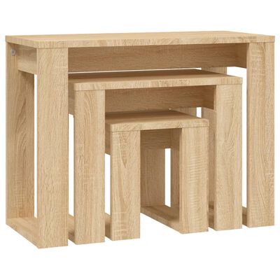 vidaXL Nesting Tables 3 pcs Sonoma Oak Engineered Wood, sonoma oak vidaXL Nesting Tables 3 pcs Sonoma Oak Engineered Wood