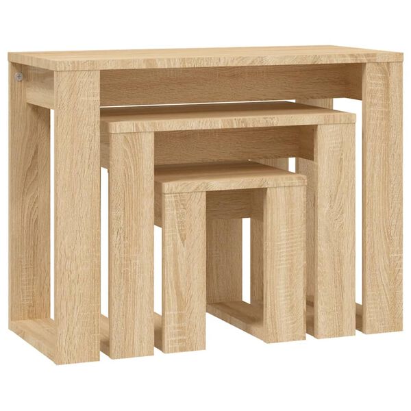 vidaXL Nesting Tables 3 pcs Sonoma Oak Engineered Wood