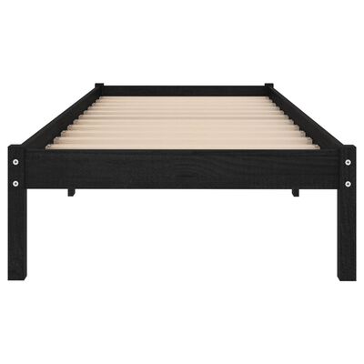 vidaXL Bed Frame without Mattress Black Solid Wood 90x200 cm, black vidaXL Bed Frame without Mattress Black Solid Wood 90x200 cm