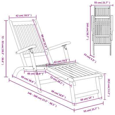 vidaXL Outdoor Deck Chairs with Footrests 2 pcs Solid Wood Acacia