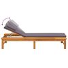 vidaXL Sun Lounger with Dark Grey Cushion and Pillow Solid Wood Acacia
