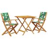 vidaXL 3 Piece Bistro Set Leaf Pattern Fabric and Solid Wood