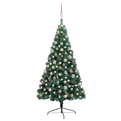 vidaXL Artificial Half Pre-lit Christmas Tree with Ball Set Green 150 cm