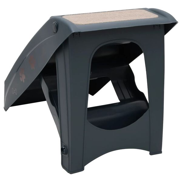 vidaXL Folding 4-Step Dog Stairs Dark Grey