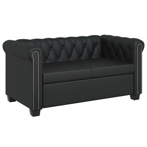 vidaXL Chesterfield 2-Seater Artificial Leather Black