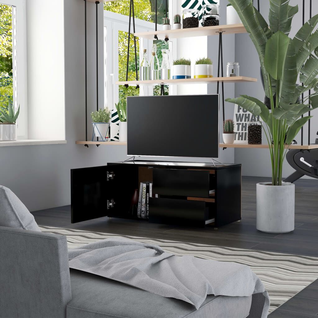 vidaXL TV Cabinet Black 80x34x36 cm Engineered Wood