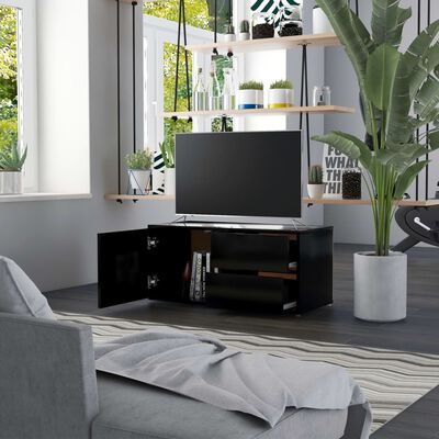vidaXL TV Cabinet Black 80x34x36 cm Engineered Wood, black vidaXL TV Cabinet Black 80x34x36 cm Engineered Wood