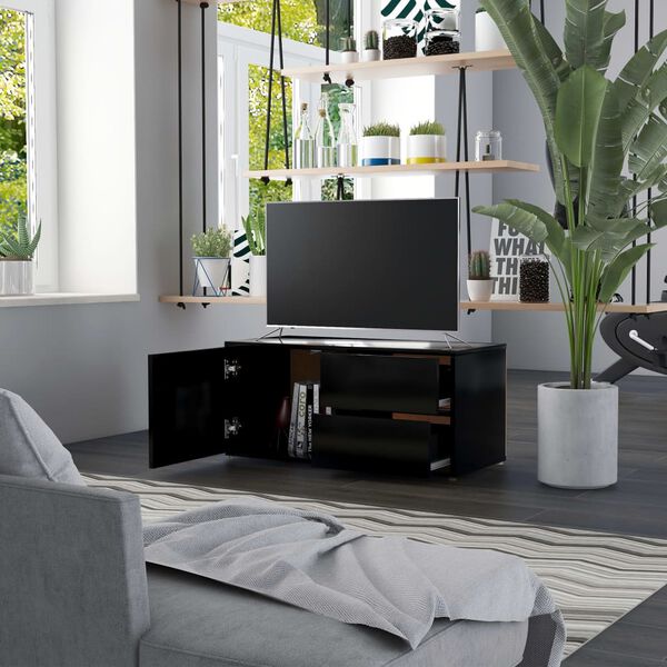 vidaXL TV Cabinet Black 80x34x36 cm Engineered Wood