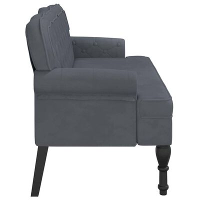 vidaXL Bench with Backrest Dark Grey 119.5x64.5x75 cm Velvet, dark grey vidaXL Bench with Backrest Dark Grey 119.5x64.5x75 cm Velvet