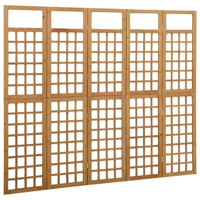 vidaXL 5-Panel Room Divider/Trellis Solid Fir Wood 201.5x180 cm, brown vidaXL 5-Panel Room Divider/Trellis Solid Fir Wood 201.5x180 cm