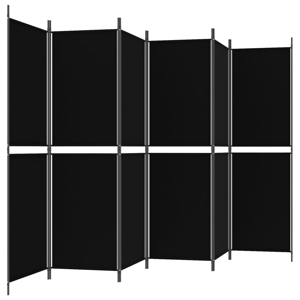 vidaXL 6-Panel Room Divider Black 300x180 cm Fabric