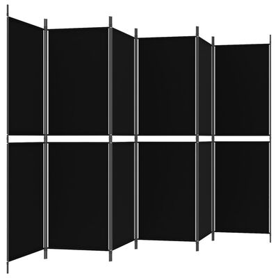 vidaXL 6-Panel Room Divider Black 300x180 cm Fabric, black vidaXL 6-Panel Room Divider Black 300x180 cm Fabric