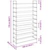 vidaXL Shoe Rack with 10 Shelves Metal and Non-woven Fabric Silver