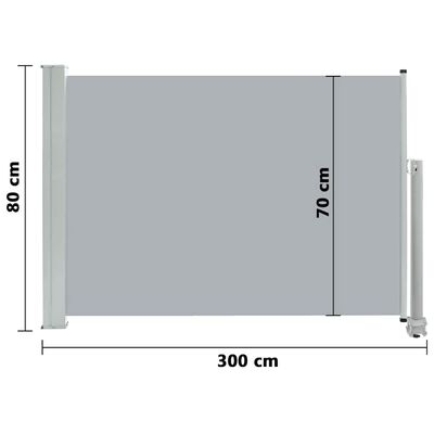 vidaXL Patio Retractable Side Awning 80x300 cm Grey, grey vidaXL Patio Retractable Side Awning 80x300 cm Grey