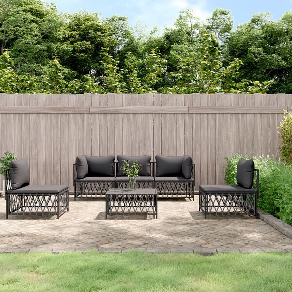 vidaXL 6 Piece Garden Lounge Set with Cushions Anthracite Steel