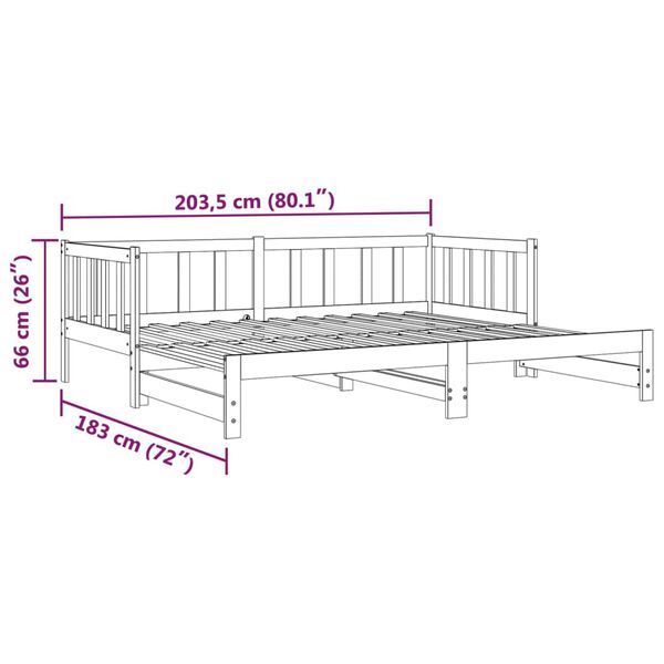 vidaXL Pull-out Day Bed without Mattress Black 2x(90x200)cm