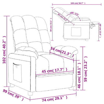 vidaXL Recliner Chair Cream Fabric, cream vidaXL Recliner Chair Cream Fabric