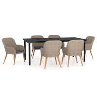 vidaXL 7 Piece Garden Dining Set with Cushions Brown